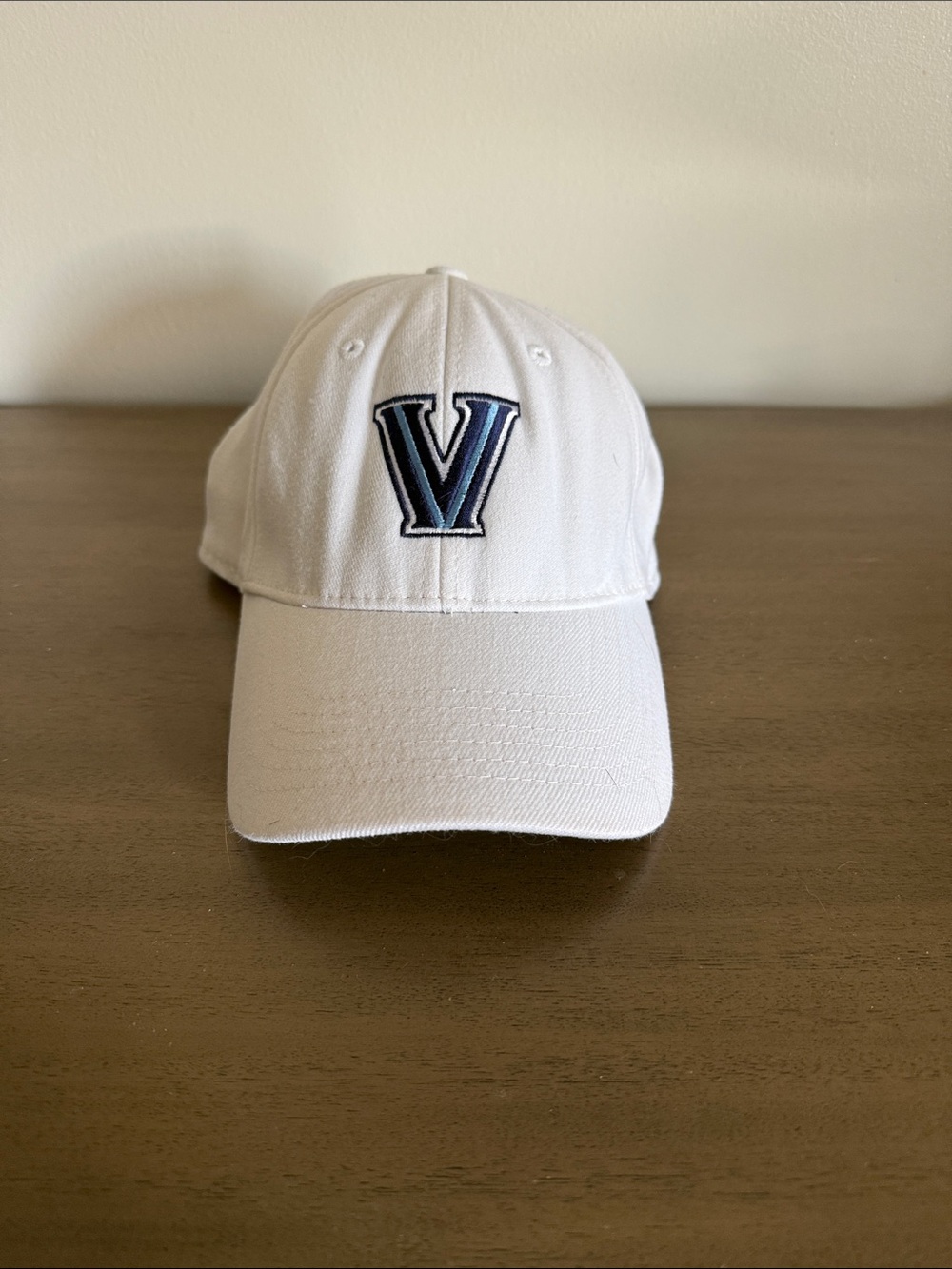 White Villanova Baseball Cap with Navy Embroidery